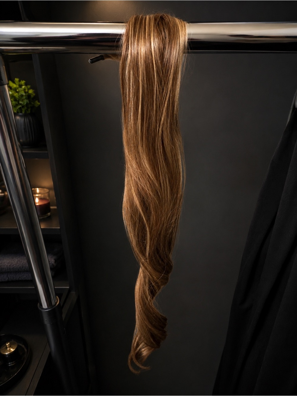 KOVI 32 inch long stick pony tail ash blonde